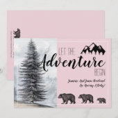 Adventure Rustic Woodland Beer Roze Zwangerschap Kaart (Voorkant / Achterkant)