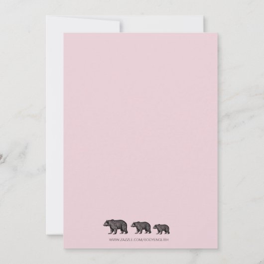 Adventure Rustic Woodland Beer Roze Zwangerschap Kaart (Achterkant)