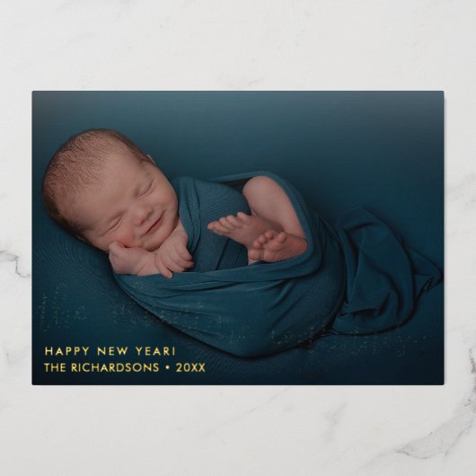 Adventure Script - nieuwjaarsfoto Folie Feestdagenkaart (Voorkant)