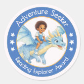 Adventure Seeker Teacher Reading Explorer Award Ronde Sticker (Voorkant)
