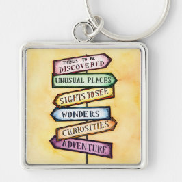 Adventure Street Sign Travel Art Sleutelhanger