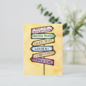 Adventure Street Sign Travel Briefkaart (Staand voorkant)