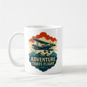 Adventure Takes Flight Retro Airplane Art Koffiemok (Links)