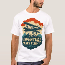 Adventure Takes Flight Retro Airplane Art T-shirt