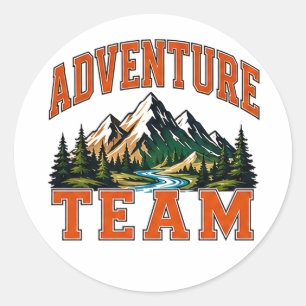 🏔️ Adventure Team Personeel Typografie 👕 Ronde Sticker