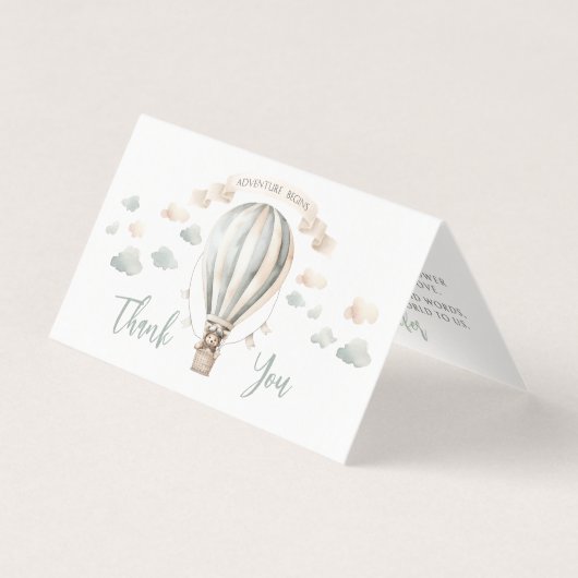 Adventure Teddy Baby shower Opvouwbaar Dank u Kaart (Voorkant)