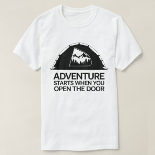 Adventure Tent Camping Quote Mountain Forest Desig T-shirt