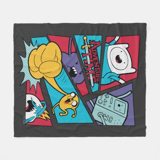 Adventure-tijd | Afbeelding van het Actiepanel Fleece Deken (Voorkant (Horizontaal))