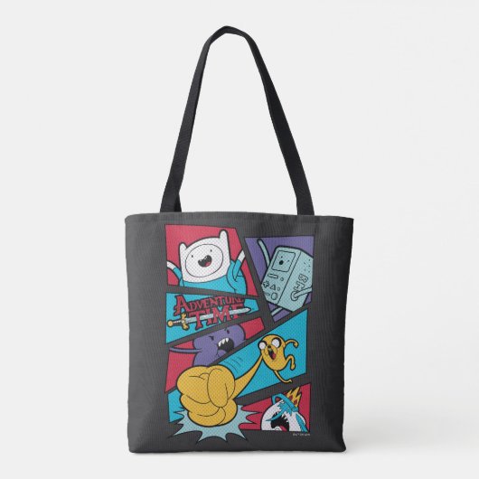 Adventure-tijd | Afbeelding van het Actiepanel Tote Bag (Achterkant)