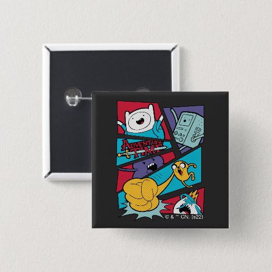 Adventure-tijd | Afbeelding van het Actiepanel Vierkante Button 5,1 Cm (Voorkant /achterkant)