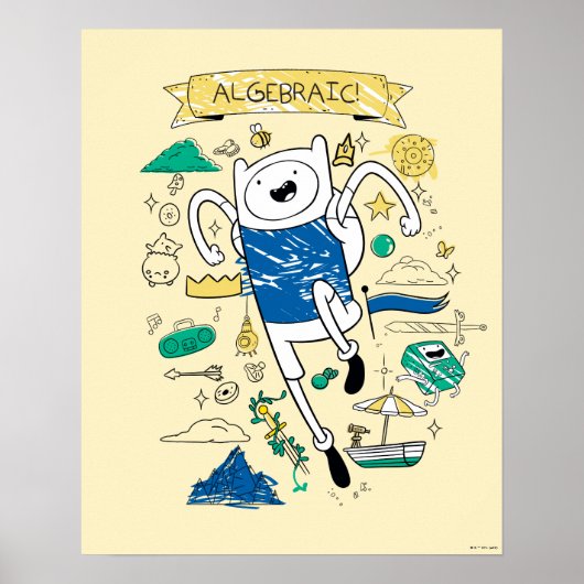 Adventure-tijd | "Algebraic" Finn Sketch Poster (Voorkant)
