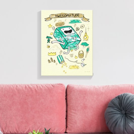 Adventure-tijd | "Awesomatude" BMO-schets Canvas Afdruk (Insitu (Woonkamer))