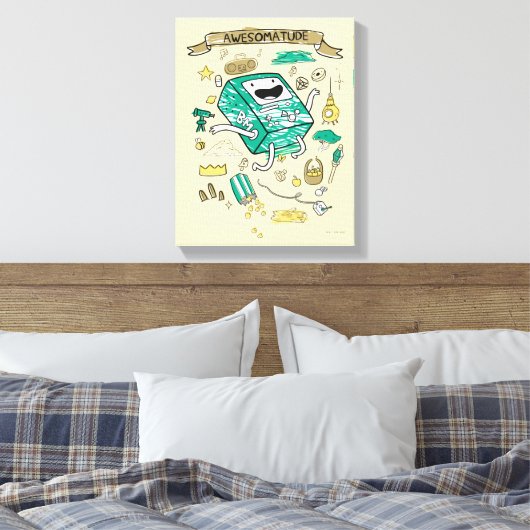 Adventure-tijd | "Awesomatude" BMO-schets Canvas Afdruk (Insitu (Slaapkamer))