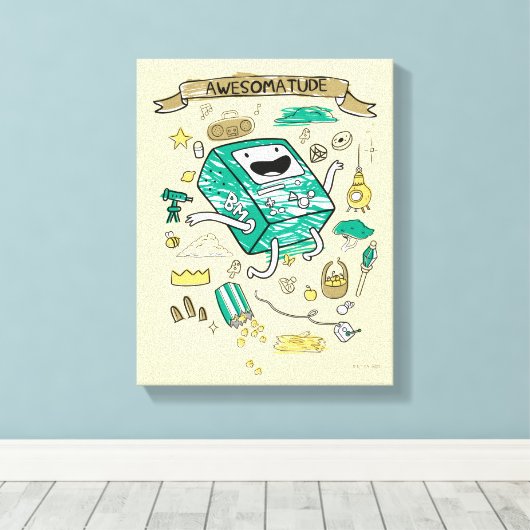 Adventure-tijd | "Awesomatude" BMO-schets Canvas Afdruk (Insitu (Houten vloer))