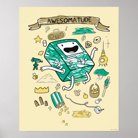 Adventure-tijd | "Awesomatude" BMO-schets Poster (Voorkant)