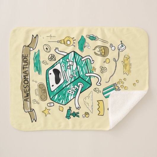 Adventure-tijd | "Awesomatude" BMO-schets Sherpa Deken (Voorkant (horizontaal))
