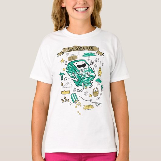 Adventure-tijd | "Awesomatude" BMO-schets T-shirt (Voorkant)