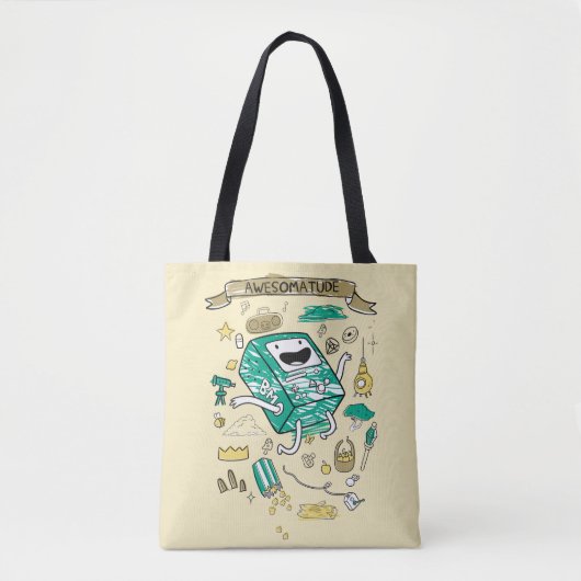 Adventure-tijd | "Awesomatude" BMO-schets Tote Bag (Voorkant)