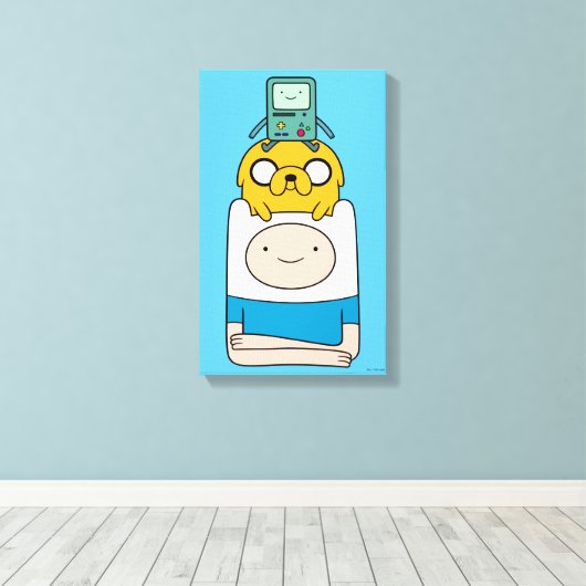 Adventure-tijd | BMO, Jake en Finn Canvas Afdruk (Insitu (Houten vloer))