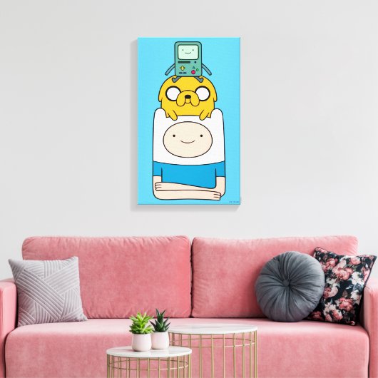 Adventure-tijd | BMO, Jake en Finn Canvas Afdruk (Insitu (Woonkamer))