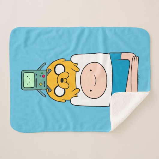 Adventure-tijd | BMO, Jake en Finn Sherpa Deken (Voorkant (horizontaal))