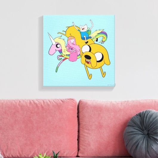 Adventure-tijd | Dame, Bubblegum, Finn & Jake Canvas Afdruk (Insitu (Woonkamer))