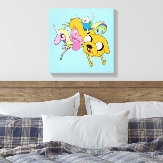 Adventure-tijd | Dame, Bubblegum, Finn & Jake Canvas Afdruk (Insitu (Slaapkamer))