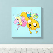 Adventure-tijd | Dame, Bubblegum, Finn & Jake Canvas Afdruk (Insitu (Houten vloer))