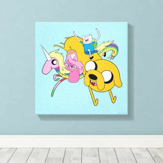 Adventure-tijd | Dame, Bubblegum, Finn & Jake Canvas Afdruk (Insitu (Houten vloer))