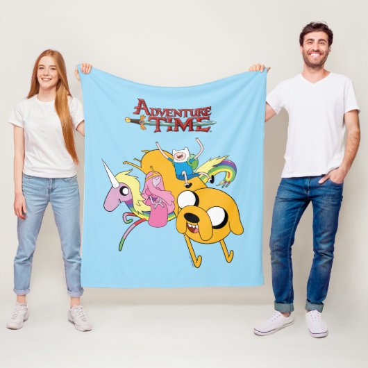 Adventure-tijd | Dame, Bubblegum, Finn & Jake Fleece Deken (In situ)