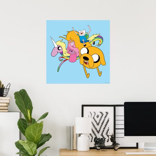 Adventure-tijd | Dame, Bubblegum, Finn & Jake Poster (Thuiskantoor)