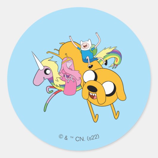 Adventure-tijd | Dame, Bubblegum, Finn & Jake Ronde Sticker (Voorkant)