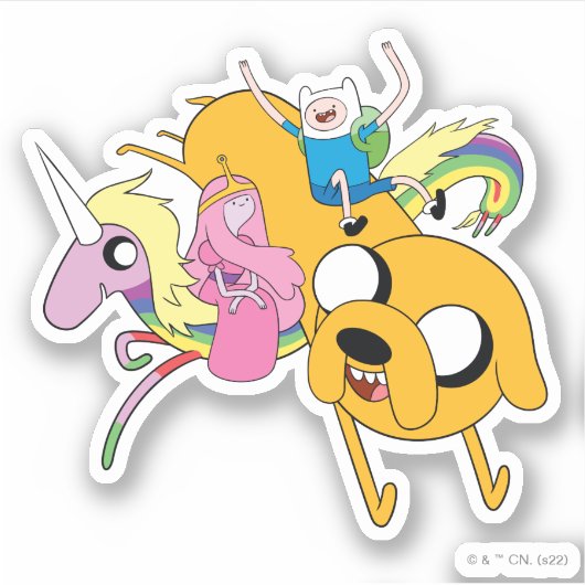Adventure-tijd | Dame, Bubblegum, Finn & Jake Sticker (Voorkant)