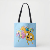 Adventure-tijd | Dame, Bubblegum, Finn & Jake Tote Bag (Voorkant)