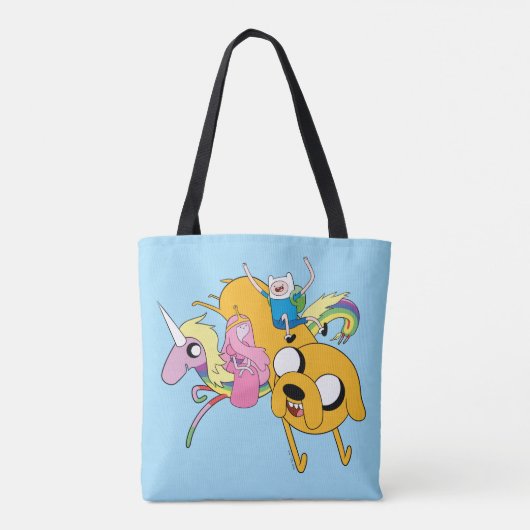 Adventure-tijd | Dame, Bubblegum, Finn & Jake Tote Bag (Achterkant)
