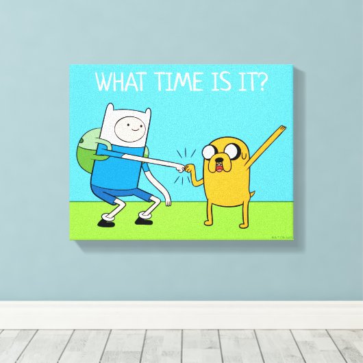 Adventure-tijd | Finn & Jake Fist Bump Canvas Afdruk (Insitu (Houten vloer))