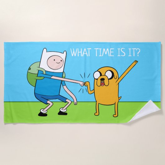 Adventure-tijd | Finn & Jake Fist Bump Strandlaken (Voorkant)