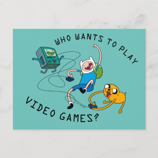 Adventure-tijd | Finn & Jake Play with BMO Briefkaart (Voorkant)