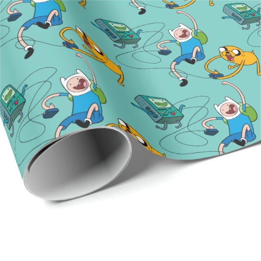 Adventure-tijd | Finn & Jake Play with BMO Cadeaupapier (Rol Hoek)