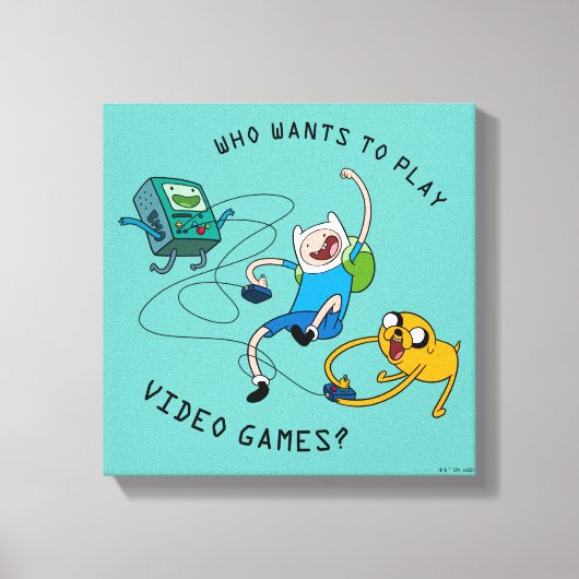 Adventure-tijd | Finn & Jake Play with BMO Canvas Afdruk (Voorkant)