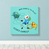Adventure-tijd | Finn & Jake Play with BMO Canvas Afdruk (Insitu (Houten vloer))
