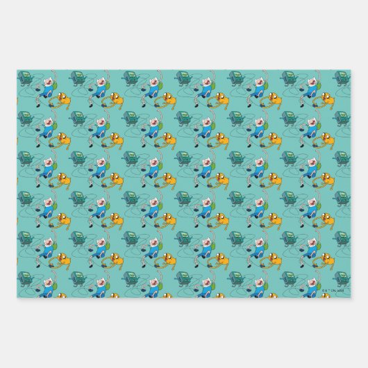 Adventure-tijd | Finn & Jake Play with BMO Inpakpapier Vel (Voorkant 3)