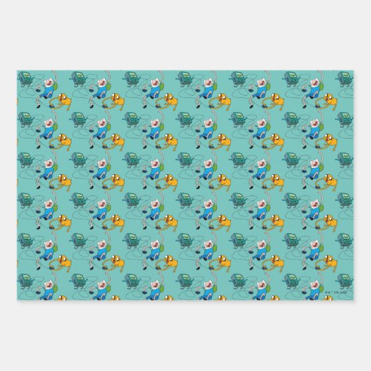 Adventure-tijd | Finn & Jake Play with BMO Inpakpapier Vel (Voorkant 2)