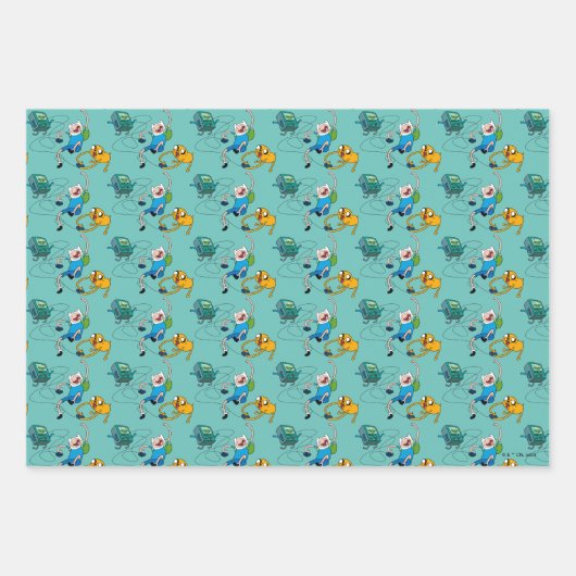 Adventure-tijd | Finn & Jake Play with BMO Inpakpapier Vel (Voorkant)