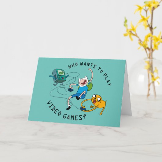 Adventure-tijd | Finn & Jake Play with BMO Kaart (Gele Bloem)