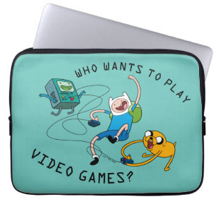 Adventure-tijd   Finn & Jake Play with BMO Laptop Sleeve