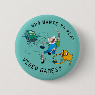 Adventure-tijd   Finn & Jake Play with BMO Ronde Button 5,7 Cm