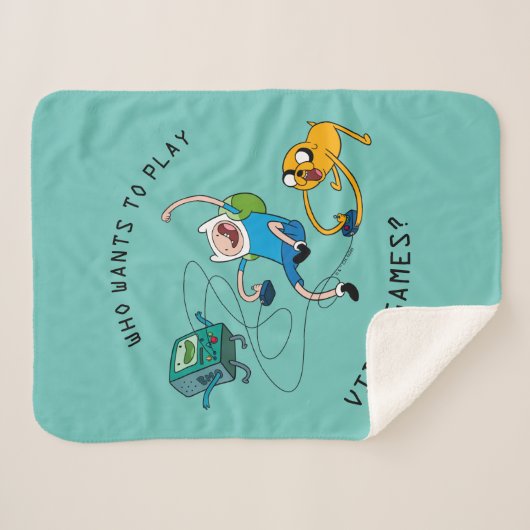 Adventure-tijd | Finn & Jake Play with BMO Sherpa Deken (Voorkant (horizontaal))