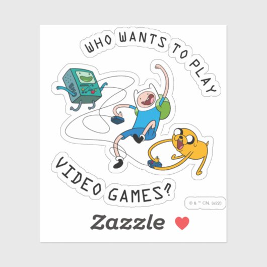Adventure-tijd | Finn & Jake Play with BMO Sticker (Vel)