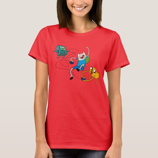 Adventure-tijd | Finn & Jake Play with BMO T-shirt (Voorkant)